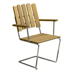 Grythyttan Stålmöbler Armchair A2, Galvanized Steel - Oiled Oak