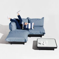 Fatboy Paletti Sofa, 3 Modules + Table, Left, Storm Blue -Garden Furniture Store 45 FATBOY Paletti Medium incl table Masterpiece StormBlue