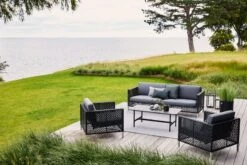 Cane-line Twist Coffee Table, 120 X 60 Cm, Lava Grey - Fossil Black 9 Cane-line Twist Coffee Table, 120 X 60 Cm, Lava Grey - Fossil Black -Garden Furniture Store 5499SG 5498YS95 5592SG 5592YS95 5017AL P120X60RCCOB 2