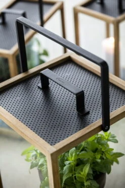 Cane-line Lighthouse Lantern, Large, Teak - Lava Grey -Garden Furniture Store 5725TAL detail