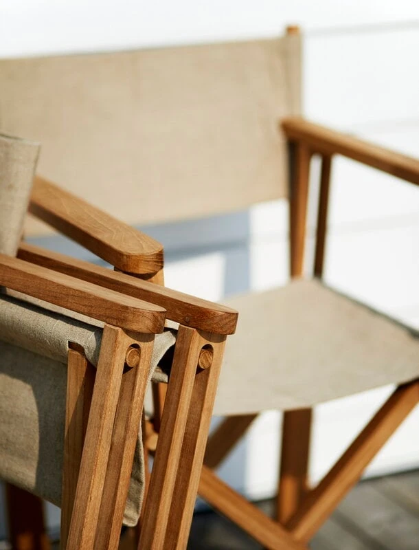 Skargaarden Kryss Lounge Chair, Teak - Beige Sunbrella Heritage 2 Skargaarden Kryss Lounge Chair, Teak - Beige Sunbrella Heritage - Image 2