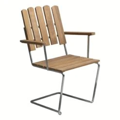 Grythyttan Stålmöbler Armchair A2, Galvanized Steel - Teak