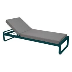 Fermob Bellevie Premium Sunlounger, Acapulco Blue - Flannel Grey