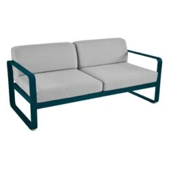 Fermob Bellevie 2-seater Sofa, Acapulco Blue - Flannel Grey
