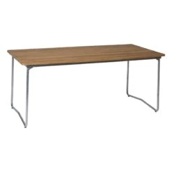 Grythyttan Stålmöbler Table B31, 170 X 92 Cm, Galvanized Steel - Teak -Garden Furniture Store Bord B31 170 snett teak 1