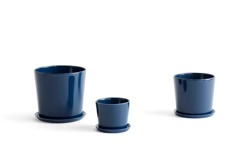 HAY Botanical Family Pot And Saucer, M, Dark Blue 2 HAY Botanical Family Pot And Saucer, M, Dark Blue - Image 2