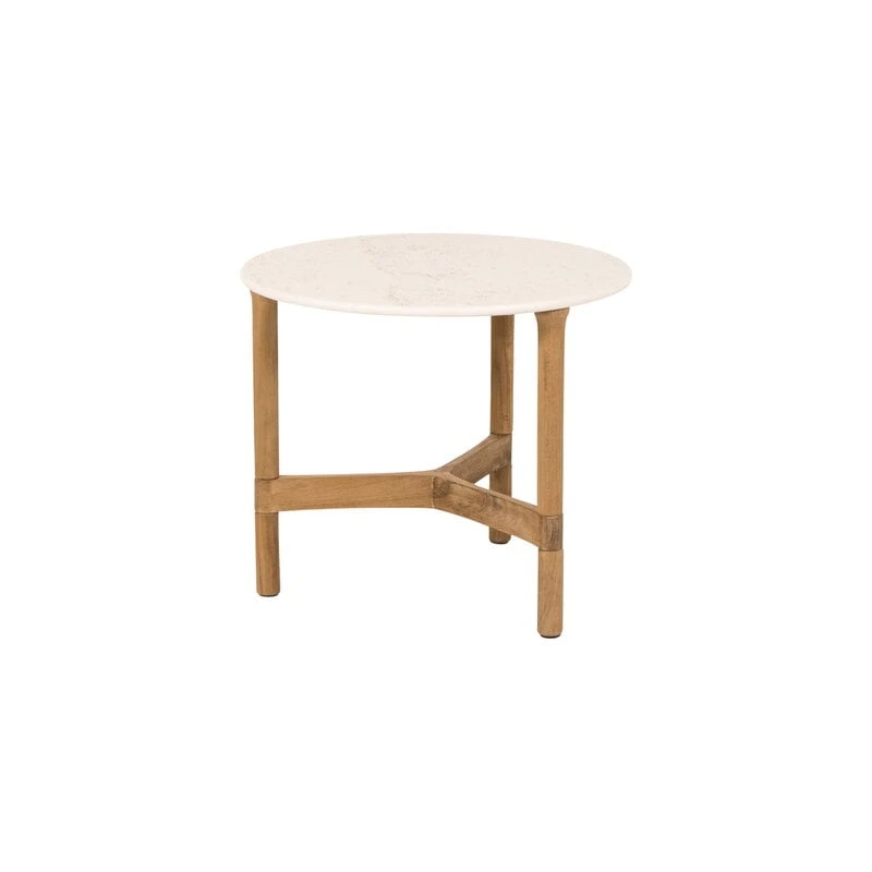 Cane-line Twist Coffee Table, Diam. 45 Cm, Teak - Travertine Look 1 Cane-line Twist Coffee Table, Diam. 45 Cm, Teak - Travertine Look