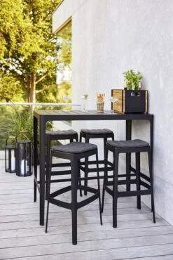 Cane-line Lightlux Lantern With Teak Handle, S, Lava Grey -Garden Furniture Store Cut bar stool cut bar table 1