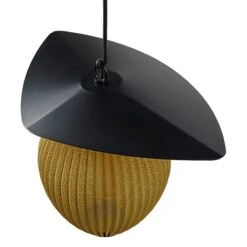 GUBI Satellite Outdoor Pendant, 27 Cm, Black - Mustard Gold -Garden Furniture Store Gubi 2023 DTL Satelite Pendant 7 Mustard Gold Semi Matt