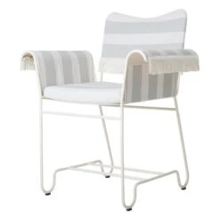 GUBI Tropique Chair With Fringes, Classic White - Leslie Stripe 20