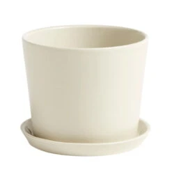 HAY Botanical Family Pot And Saucer, M, Off White