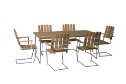 Grythyttan Stålmöbler Armchair A2, Galvanized Steel - Oiled Oak -Garden Furniture Store Klassikerserien bord B31 170 A2 ek oljad
