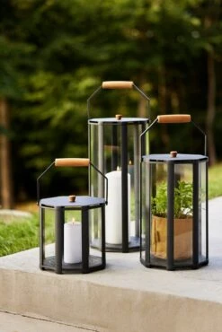 Cane-line Lightlux Lantern With Teak Handle, L, Lava Grey -Garden Furniture Store Lightlux lantern 2