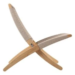 Carl Hansen & Søn MG501 Cuba Outdoor Lounge Chair, Teak - Sesame 083 -Garden Furniture Store MG501 teak untreated flatrope sesame083 side