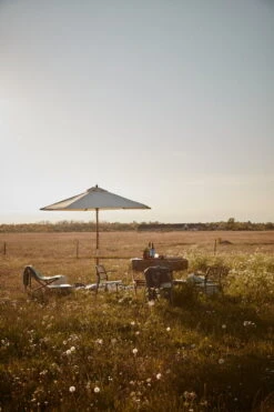 Skagerak Messina Parasol ø 270 Cm, Striped, Gold - White -Garden Furniture Store S1910100 Messina Umbrella 10 1 M