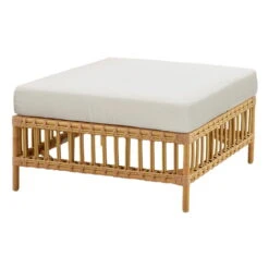 Sika-Design Maggie Exterior Pouf Module, Glass Top, Natural - White Cushion